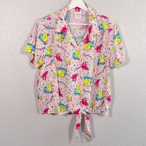Disney Tie Front Little Mermaid Theme Top EUC